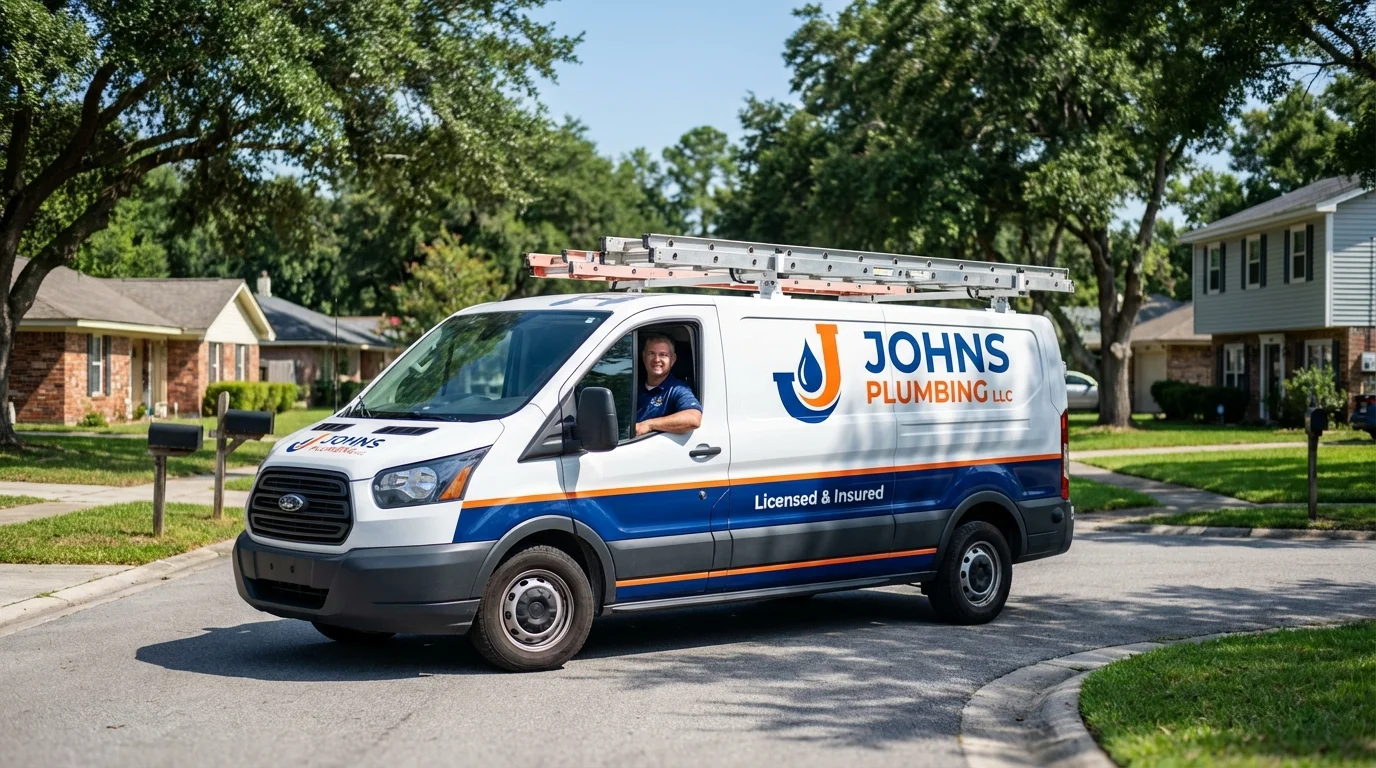 Johns Plumbing LLC service van in Darlington, WI
